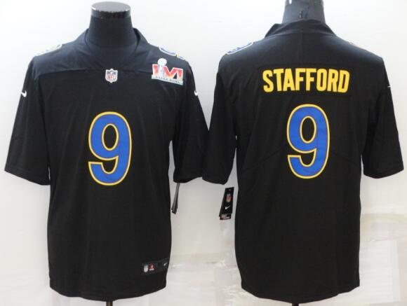 Men's Los Angeles Rams #9 Matthew Stafford Black 2022 Super Bowl LVI Vapor Untouchable Stitched Limited Fashion Jersey