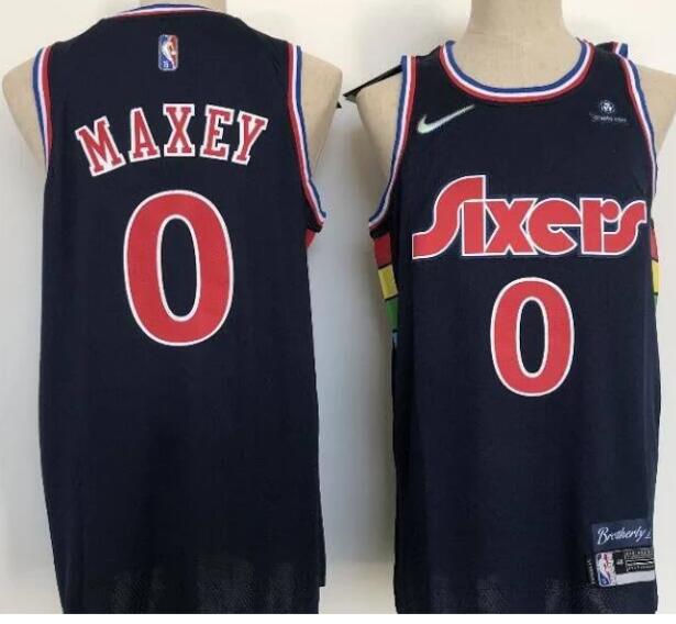 Nike Men's Philadelphia 76ers #0 Tyrese Maxey 2021-2022 City Jerseys Blue