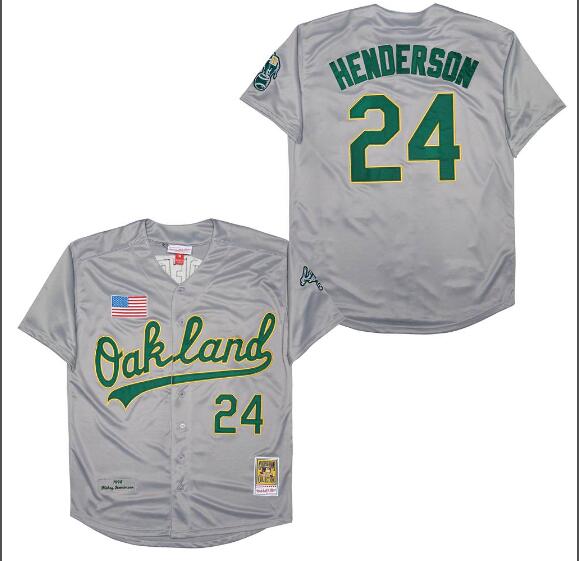 Men OAKLAND ATHLETICS RICKEY HENDERSON 24  Stitched JERSEY