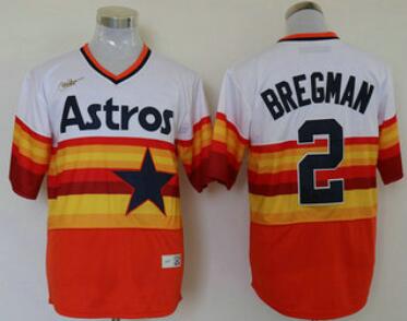 Men's Houston Astros #2 Alex Bregman Orange Rainbow Cooperstown Stitched MLB   Nike Jersey