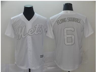 Men's New York Mets #6 Jeff McNeil Flying Squirrel White Cool Base Stitched Baseball Jersey