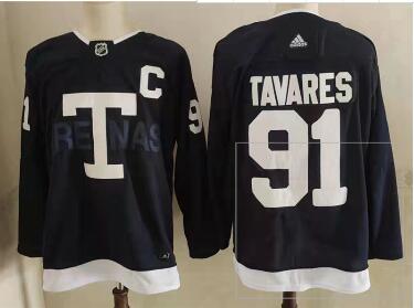 Men's Toronto Maple Leafs 91 John Tavares Navy 2022 NHL Heritage Classic Adidas Jersey