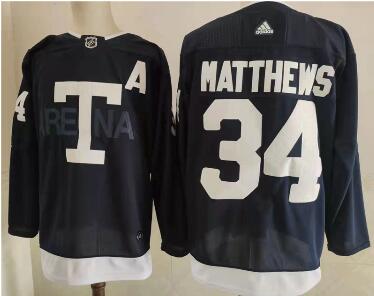 Men's Toronto Maple Leafs 34 Auston Matthews Navy 2022 NHL Heritage Classic Adidas Jersey