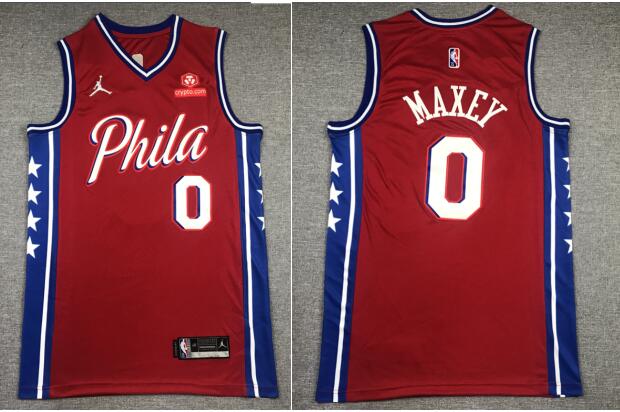 Men's Tyrese Maxey 0 Philadelphia 76ers Nike Stitched Jersey