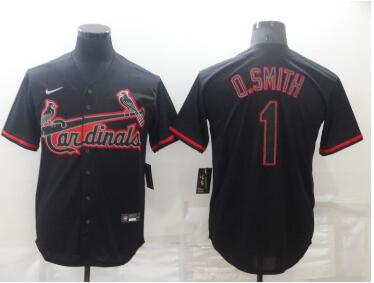 Men's St Louis Cardinals #1 Ozzie Smith Lights Out Black Fashion Stitched MLB Cool Base Nike Jersey