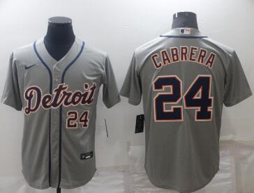 Men's Detroit Tigers #24 Miguel Cabrera Grey Stitched Cool Base Nike Jersey