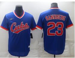 Men's Chicago Cubs #23 Ryne Sandberg Blue Cooperstown Collection Stitched Throwback Jersey