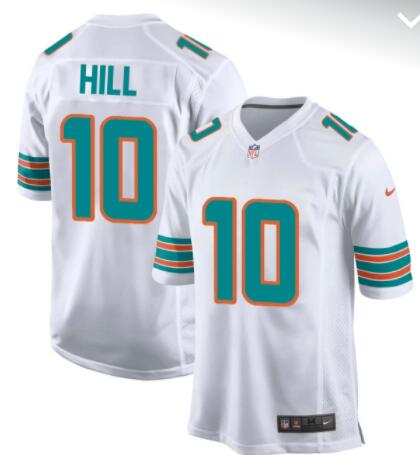 TYREEK HILL #10 MIAMI DOLPHINS  STITCHED MEN JERSEY - WHITE