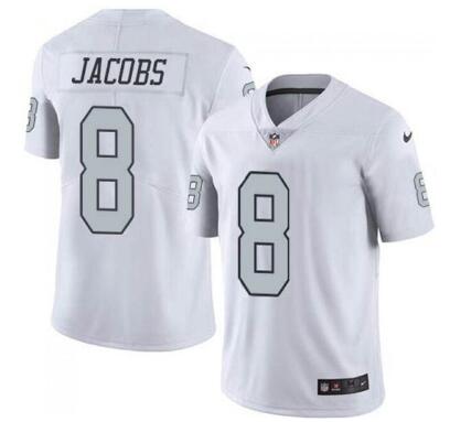 Men's Las Vegas Raiders #8 Josh Jacobs White Color Rush Limited Stitched Jersey