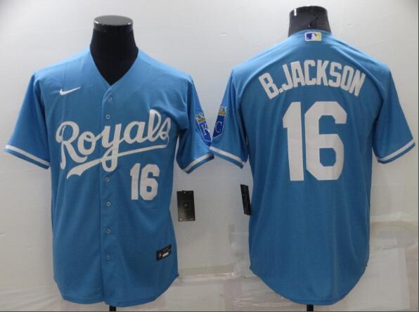 Men's Kansas City Royals #16 Bo Jackson Light Blue Stitched MLB Cool Base Nike Jersey