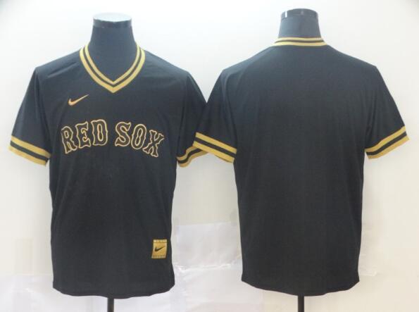 Men's Red Sox Blank Black Gold Stitched Baseball Jersey MLB