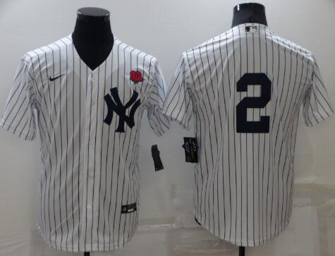 Men's New York Yankees #2 Derek Jeter NEW White No Name Stitched MLB Nike Cool Base Throwback Jersey