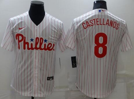 Men's Philadelphia Phillies #8 Nick Castellanos White Stitched MLB Cool Base Nike Jersey