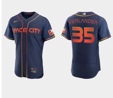 Men's Houston Astros #35 Justin Verlander 2022 Navy City Connect Flex Base Stitched Baseball Jersey