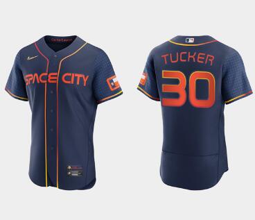 Men's Houston Astros #30 Kyle Tucker 2022 Navy City Connect Flex Base Stitched Baseball Jersey