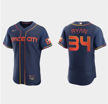 Men's Houston Astros #34 Nolan Ryan 2022 Navy City Connect Flex Base Stitched Baseball Jersey