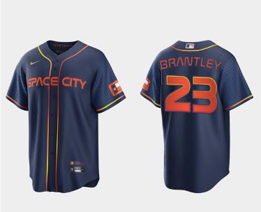 Men's Houston Astros #23 Michael Brantley 2022 Navy City Connect  Stitched Baseball Jersey