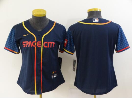 women's Houston Astros Blank 2022 Navy City Connect Flex Base Stitched Baseball Jersey