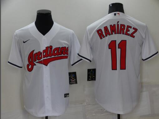 Indians #11 Jose Ramirez White Stitched Men Baseball Jersey