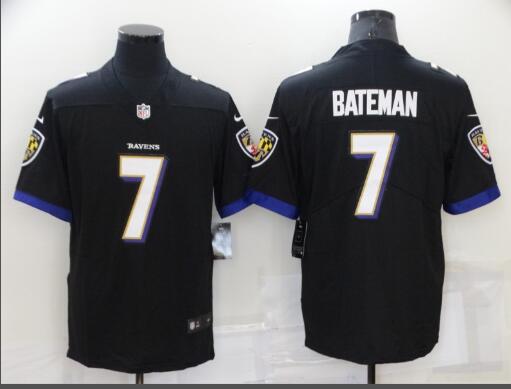 Men's Baltimore Ravens #7 Rashod Bateman Black Vapor Untouchable Limited Stitched Jersey