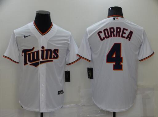 Men's Minnesota Twins #4 Carlos Correa White Stitched MLB Cool Base Nike Jersey