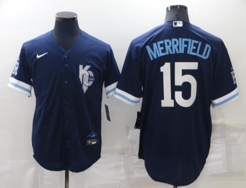 Men's Kansas City Royals #15 Whit Merrifield stitched jersey