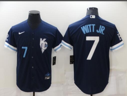 Men's Bobby Witt Jr Kansas City Royals 2022 City Connect Navy Baseball  Jersey