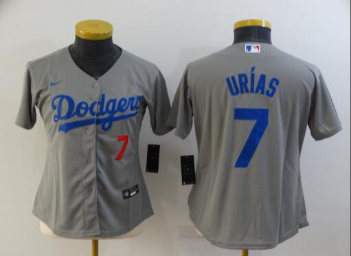 women's Los Angeles Dodgers #7 Julio Urias gray Stitched Baseball Jersey
