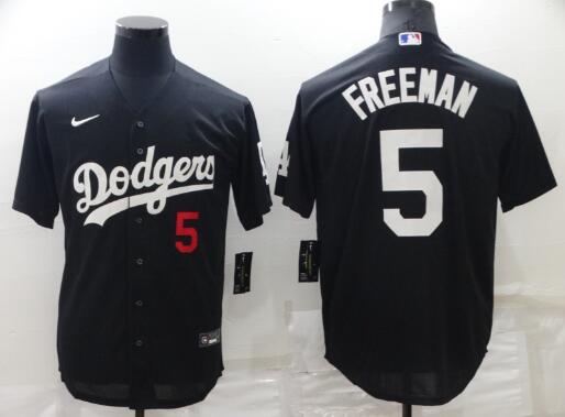 Men's Black Los Angeles Dodgers #5 Freddie Freeman Stitched Jersey
