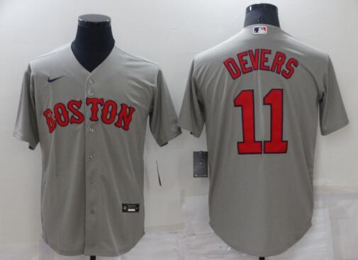 Men's Red Sox #11 Rafael Devers  Gray Stitched MLB Jersey