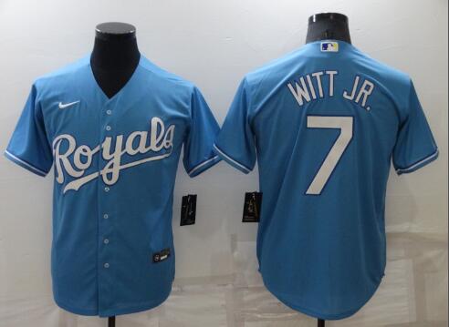 Men's Kansas City Royals 2022 7 Witt Jr Stitched Jersey