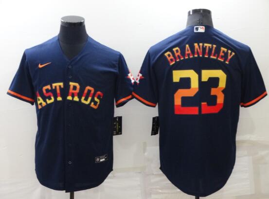 Men's Houston Astros #23 Michael Brantley 2022 Navy  Stitched Baseball Jersey