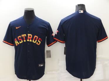 Men's Houston Astros Blank Navy Blue Rainbow Stitched MLB Cool Base Nike Jersey