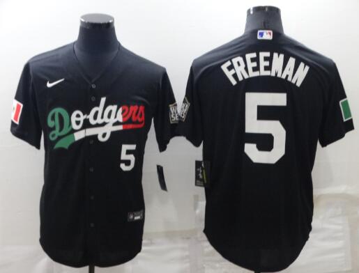 Men's Los Angeles Dodgers #5 Freddie Freeman Black Mexico 2020 World Series Cool Base Nike Jersey