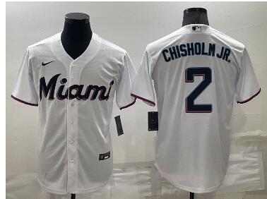 Men's Miami Marlins #2 Jazz Chisholm Jr White Stitched MLB Cool Base Nike Jersey