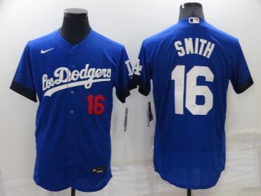 Men's Los Angeles Dodgers #16 Will Smith 2021 Royal City Connect Flex Base Stitched Baseball Jersey