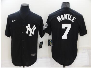 Men's New York Yankees #7 Mickey Mantle Black Stitched Nike Cool Base Throwback Jersey