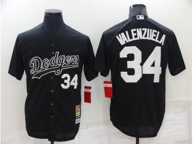 Men's Los Angeles Dodgers #34 Fernando Valenzuela Black Cooperstown Collection Cool Base Stitched Nike Jersey