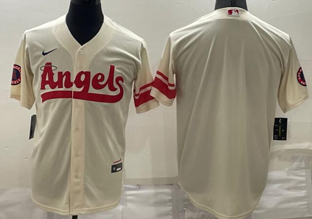Men's Los Angeles Angels Blank Cream 2022 City Connect Cool Base Stitched Jersey