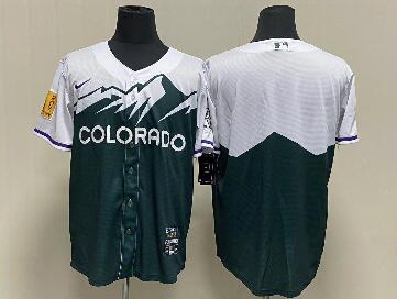 Men's Colorado Rockies Blank Green 2022 City Connect Cool Base Stitched Jersey