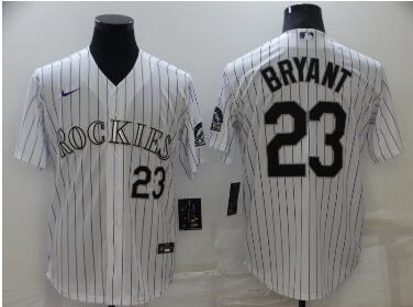 Men's Colorado Rockies #23 Kris Bryant White Stitched MLB Cool Base Nike Jersey