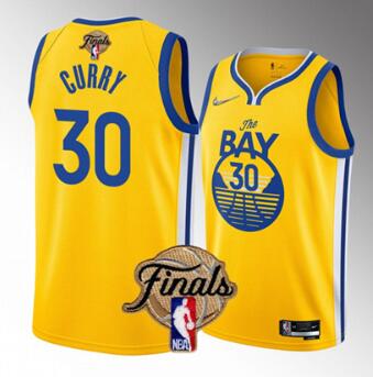 Men's Golden State Warriors #30 Stephen Curry 2022 Yellow NBA Finals Stitched Jersey