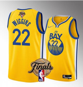 Men's Golden State Warriors #22 Andrew Wiggins 2022 Yellow NBA Finals Stitched Jersey
