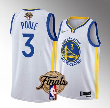 Men's Golden State Warriors #3 Jordan Poole White 2022 Finals Stitched Jersey