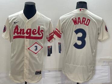 Men's Los Angeles Angels #3 Taylor Ward Number Cream 2022 City Connect Flex Base Stitched Jersey