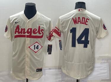 Men's Los Angeles Angels #14 Tyler Wade Number Cream 2022 City Connect Flex Base Stitched Jersey