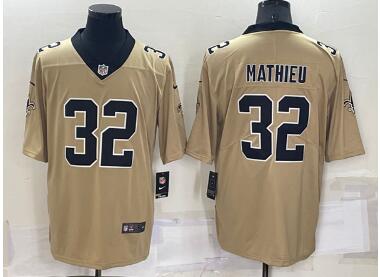 Men's New Orleans Saints #32 Tyrann Mathieu Gold Inverted Legend Stitched Jersey