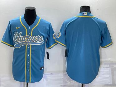 Men's Los Angeles Chargers Blank Light Blue Stitched MLB Cool Base Nike Baseball Jersey