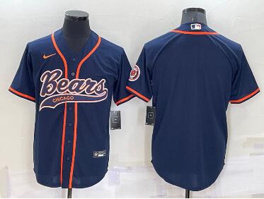 Men's Chicago Bears Blank Navy Blue Stitched MLB Cool Base Nike Baseball Jersey