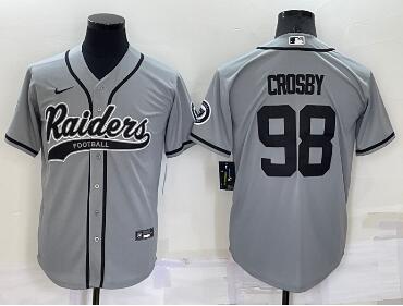 Men's Las Vegas Raiders #98 Maxx Crosby Grey Stitched MLB Cool Base Nike Baseball Jersey